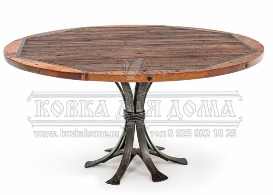 Столы ковка и дерево - 97 фото